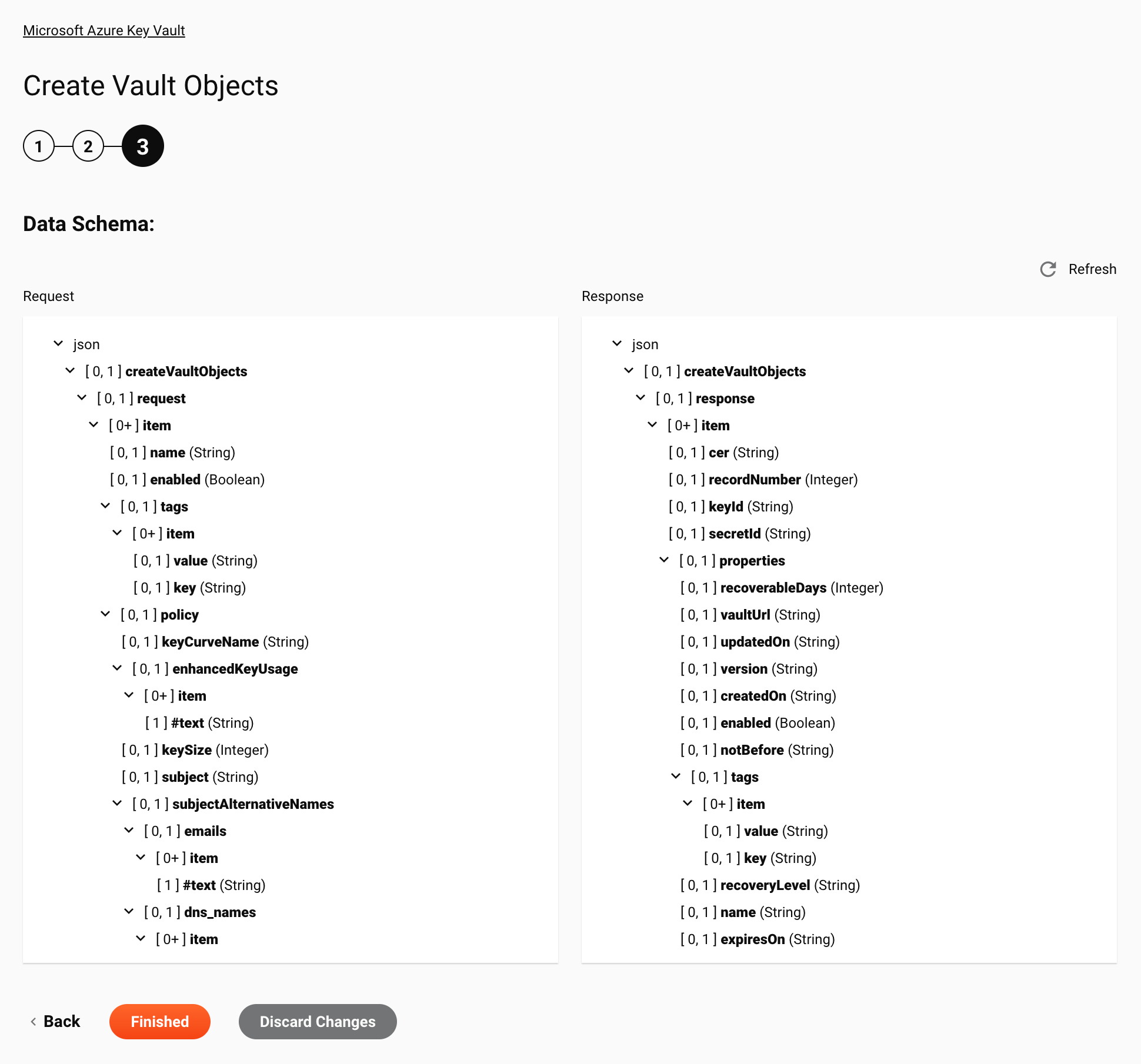 Paso 3 de la configuración de creación de objetos de almacén de Microsoft Azure Key Vault