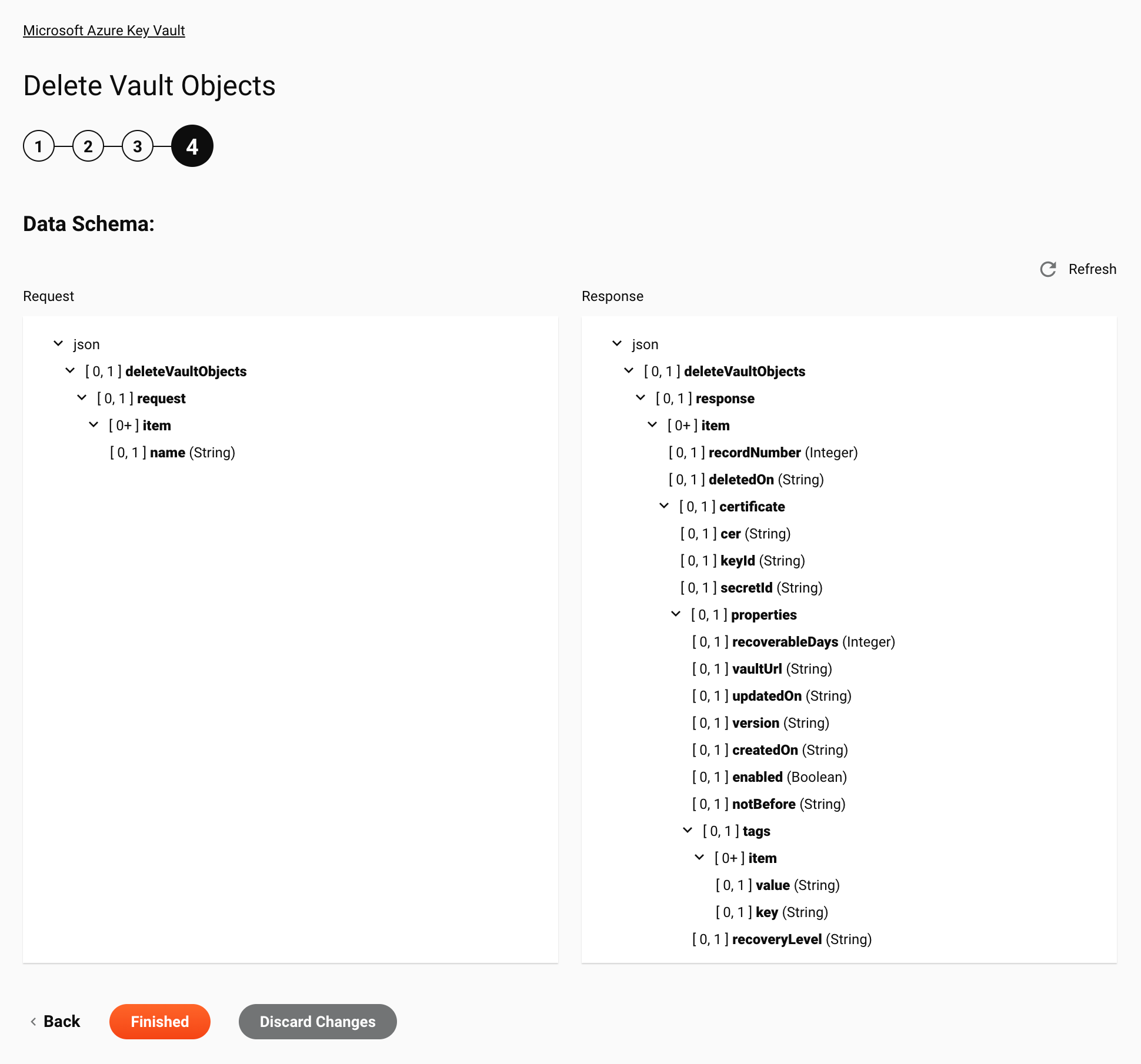 Etapa 4 da configuração de exclusão de objetos do Vault do Microsoft Azure Key Vault