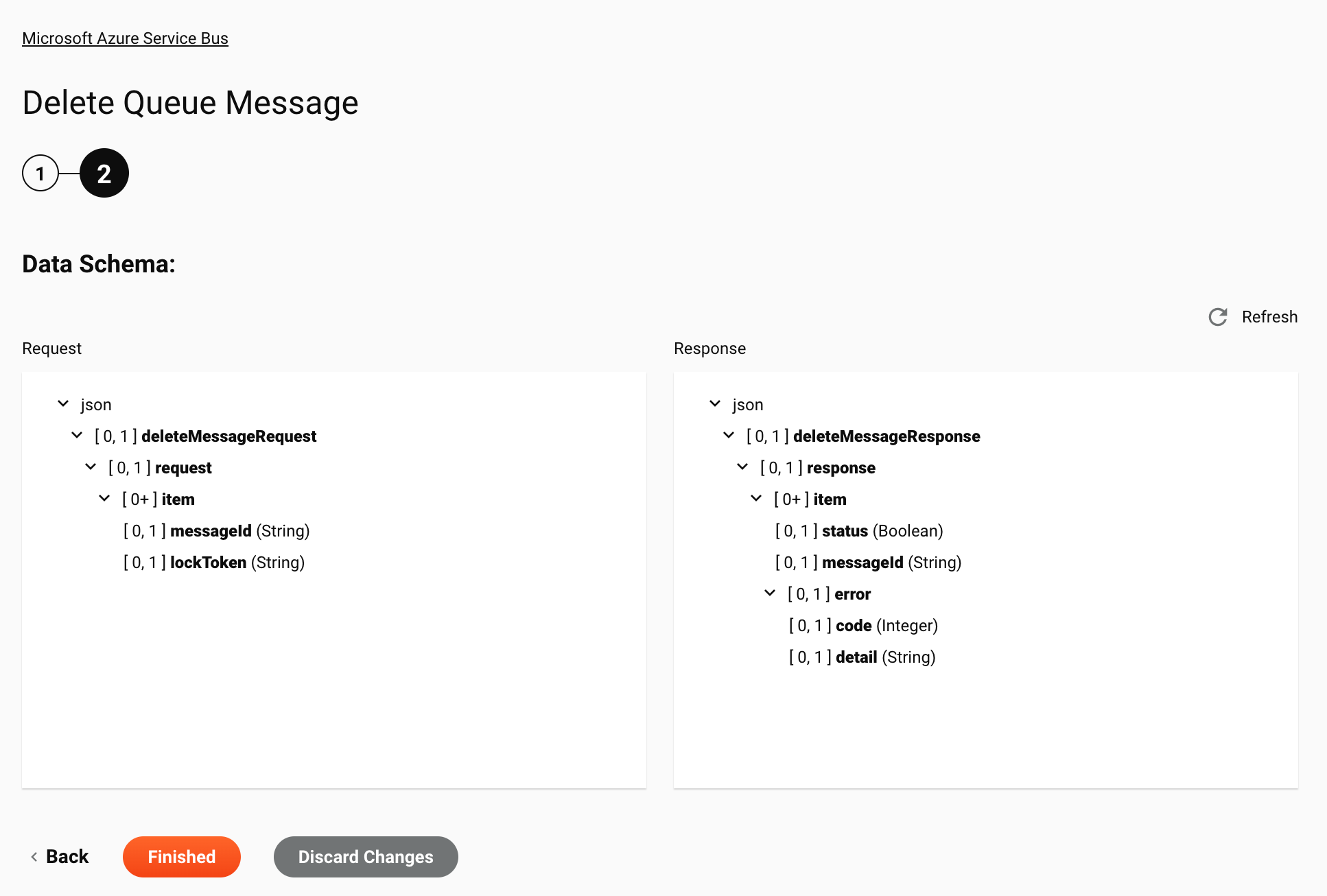 Paso 2 de configuración de la actividad de eliminación de mensajes de cola de Microsoft Azure Service Bus