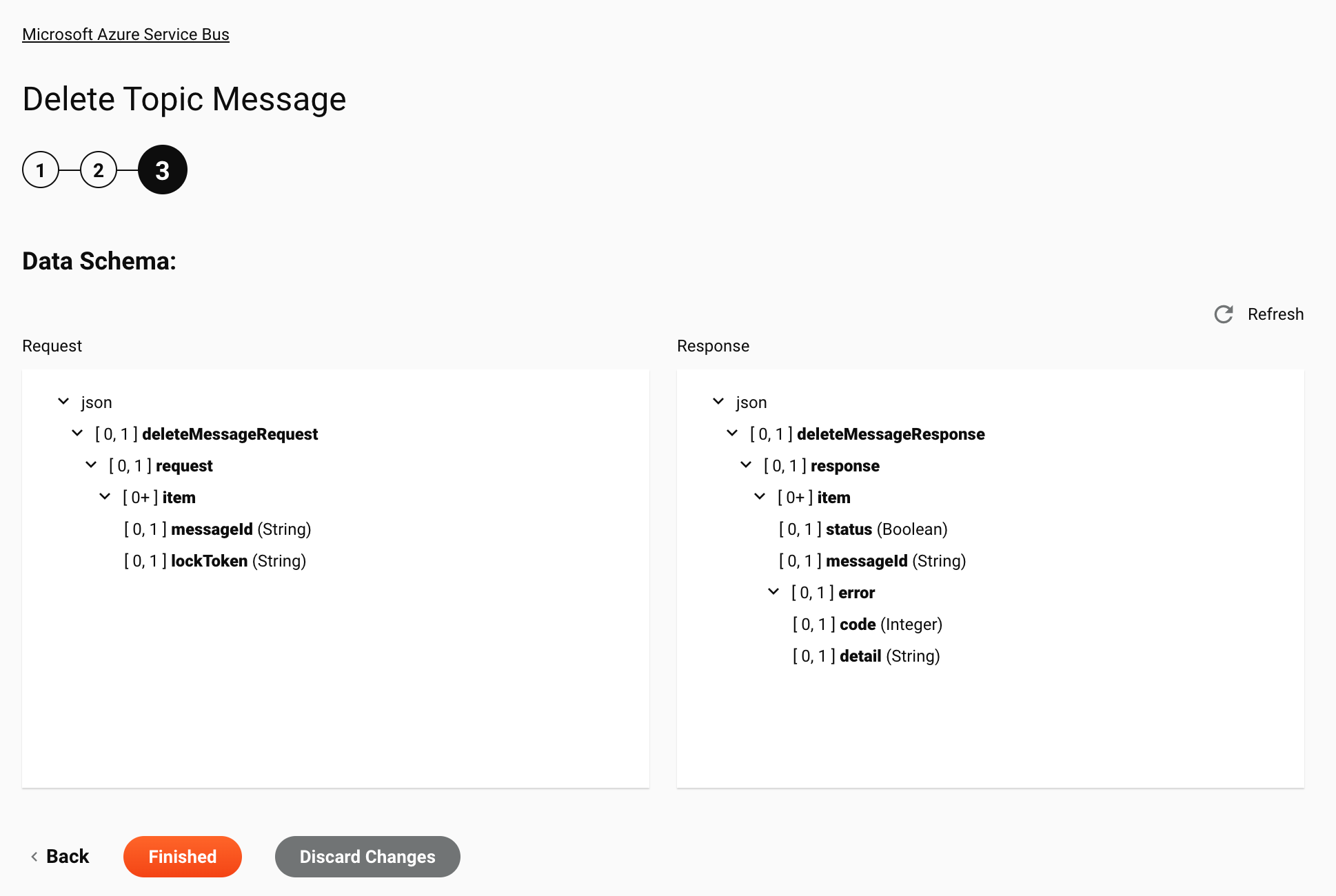 Paso 3 de la configuración de la actividad de eliminación de mensajes de tema de Microsoft Azure Service Bus