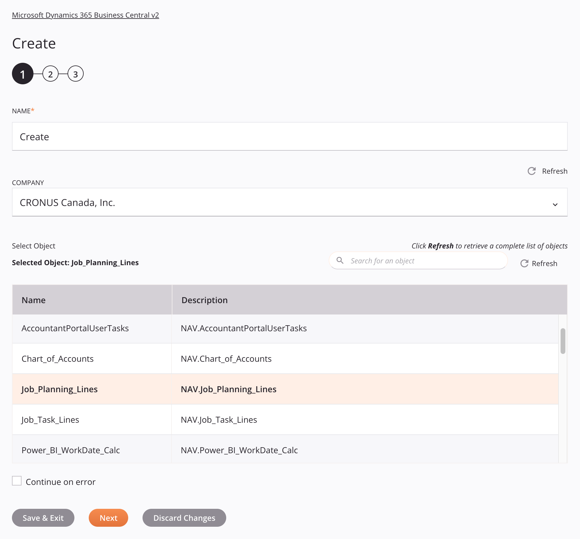 Microsoft Dynamics 365 Business Central v2 Create Activity Configuration Step 1