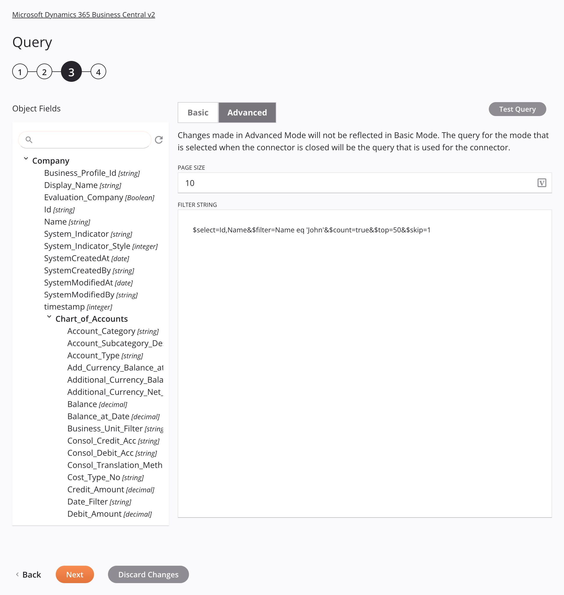 Microsoft Dynamics 365 Business Central v2 Query Activity Configuration Step 3b