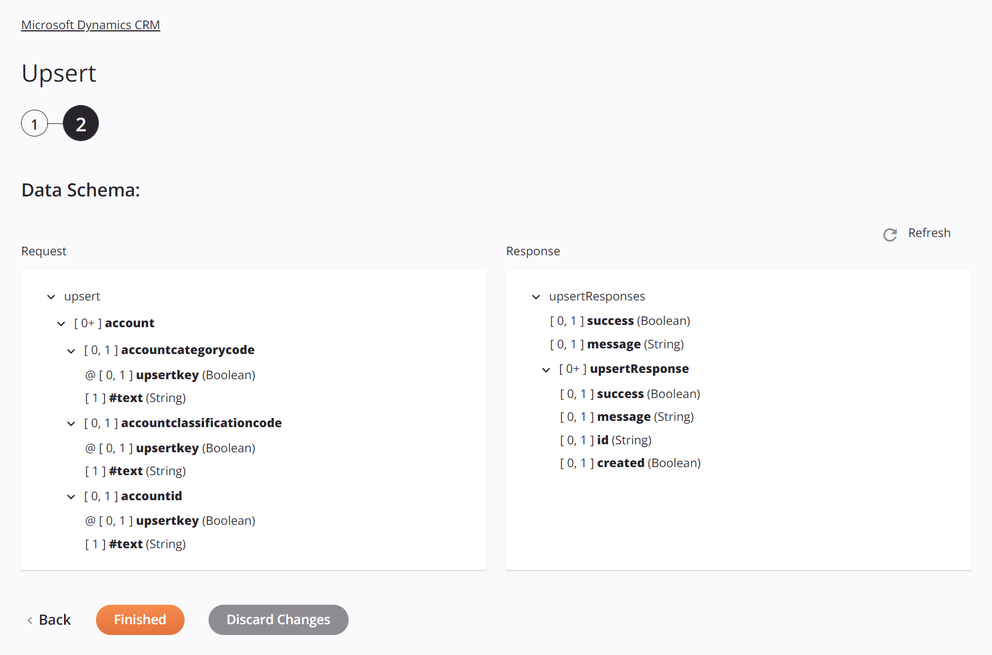 Microsoft Dynamics CRM Upsert activity configuration step 2