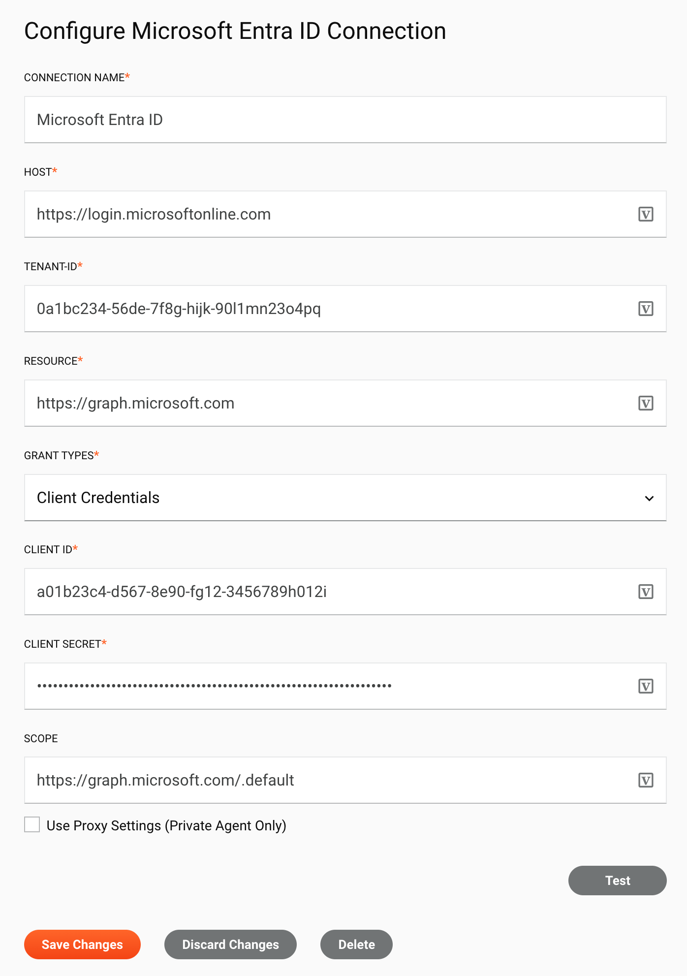 Microsoft Entra ID connection configuration