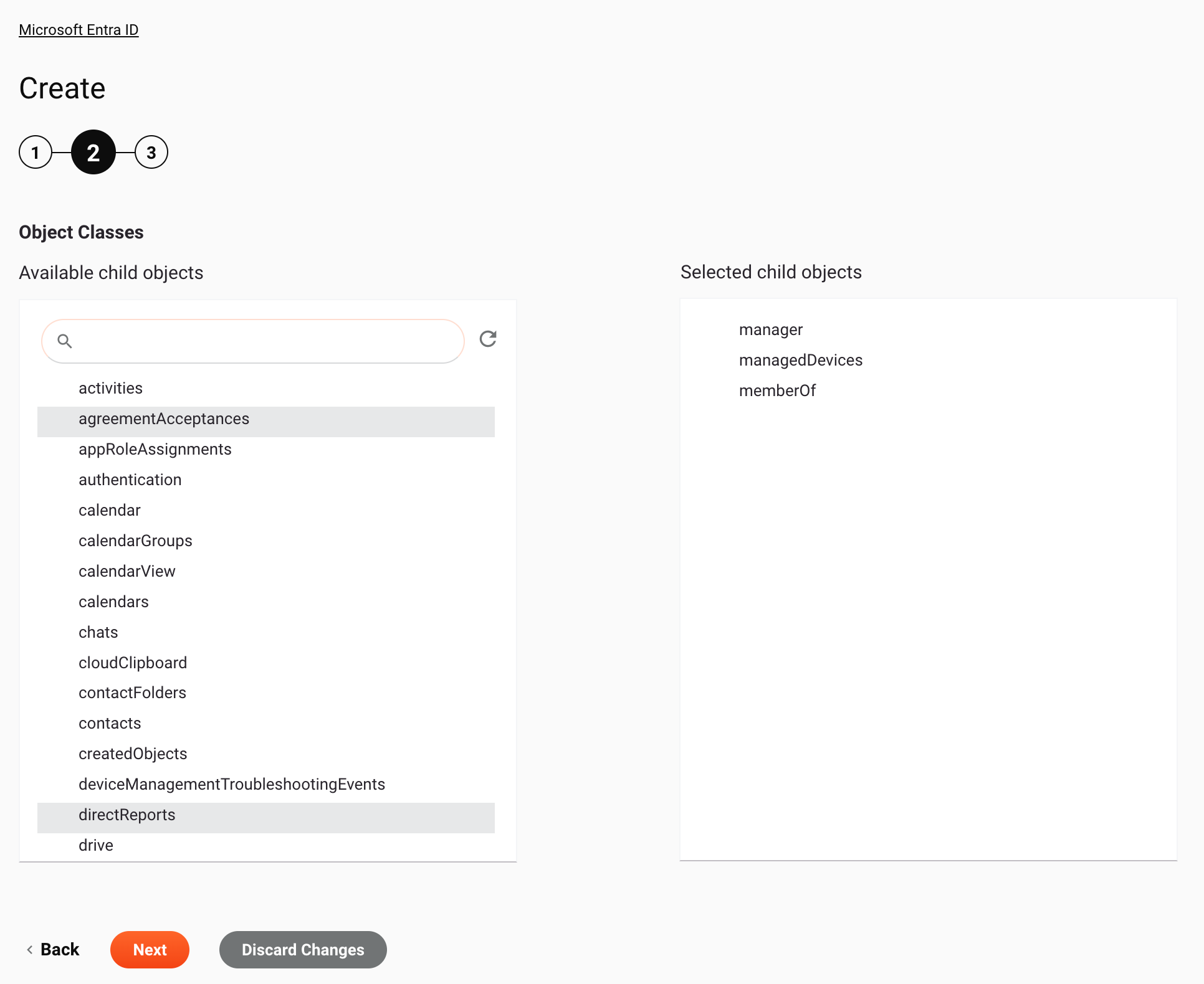 Paso 2 de la configuración de la actividad de creación de Microsoft Entra ID