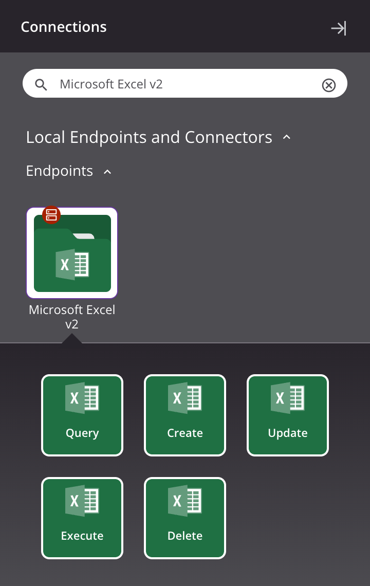 Microsoft Excel V2 activity types