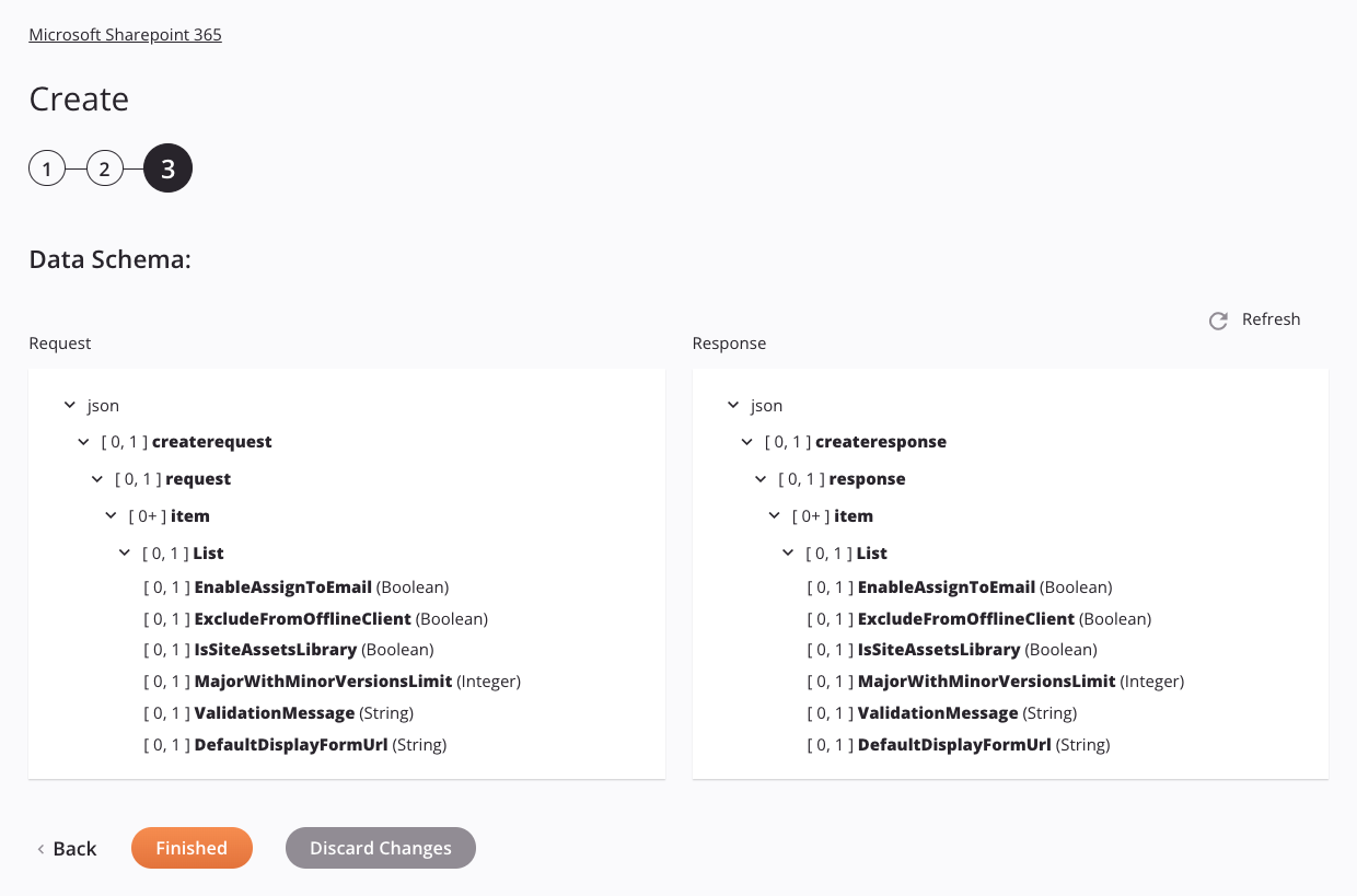 Microsoft SharePoint 365 Create activity configuration step 3