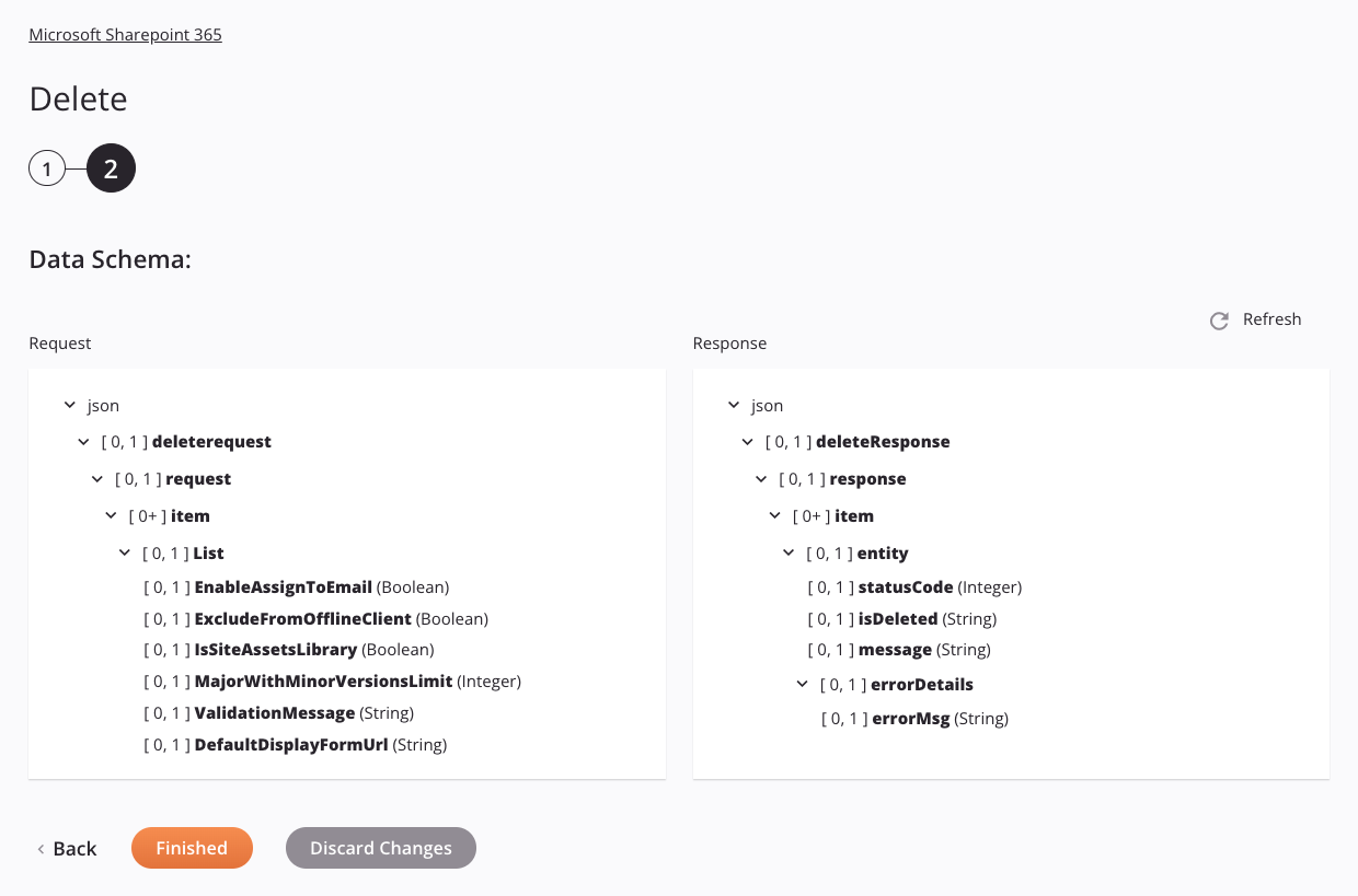 Paso 2 de configuración de actividad de eliminación de Microsoft SharePoint 365