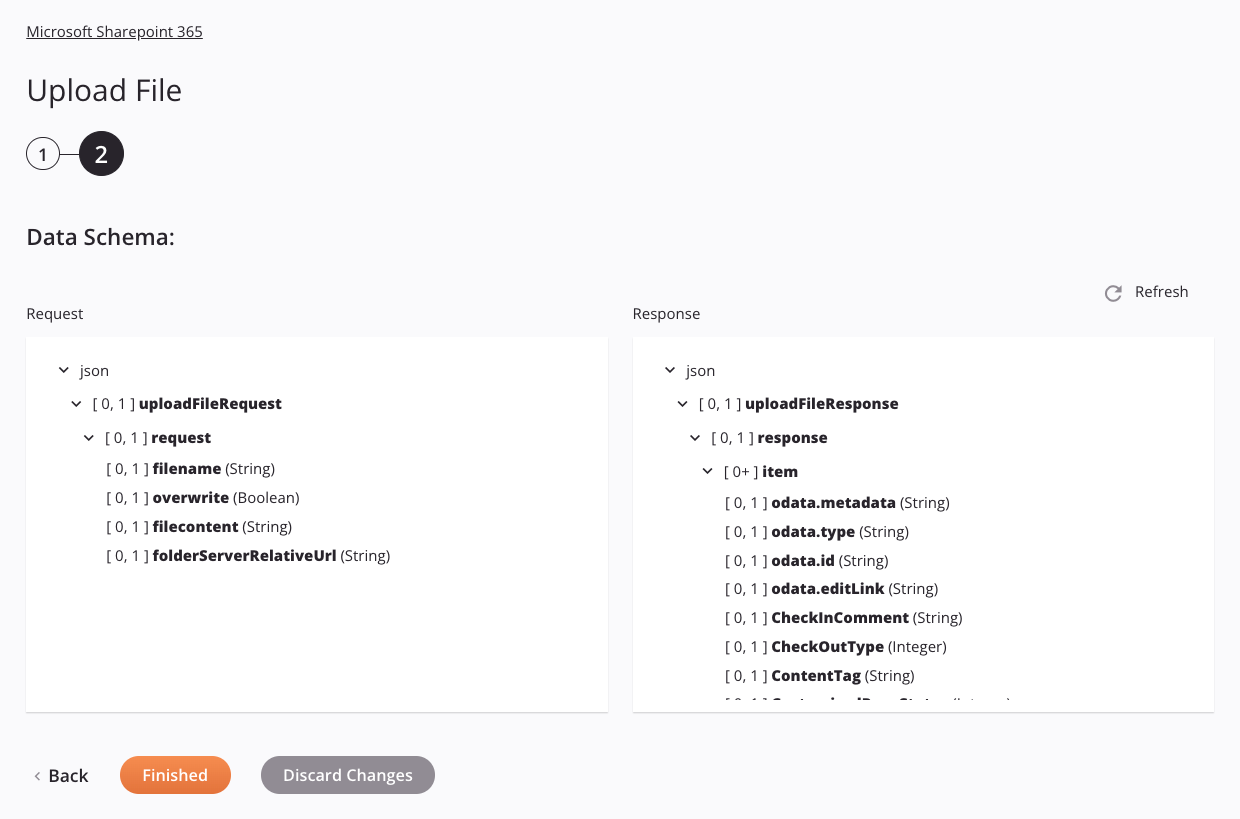 Paso 2 de configuración de la actividad de carga de archivos de Microsoft SharePoint 365