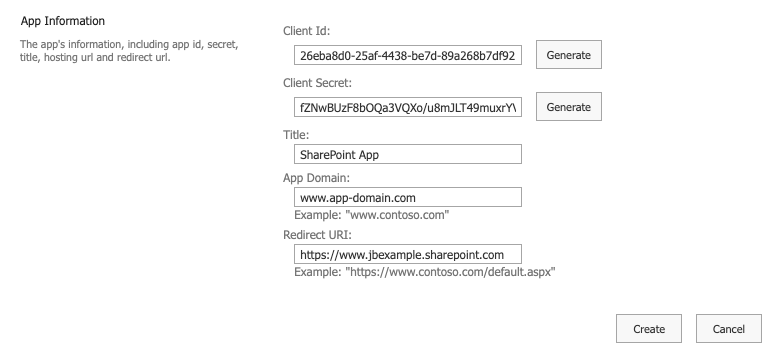 información de la aplicación microsoft sharepoint