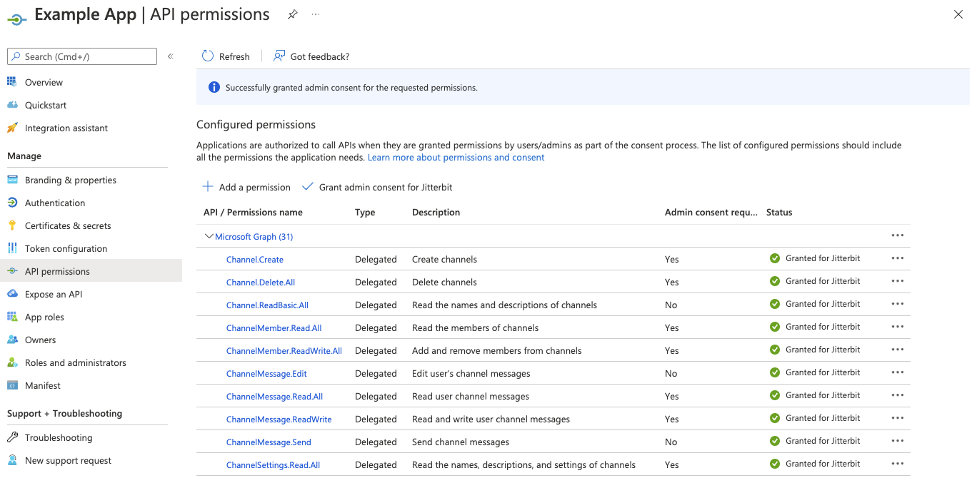 Microsoft application permissions