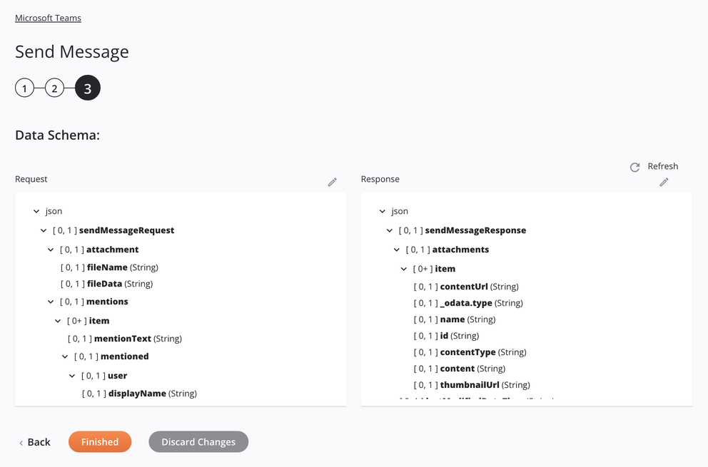 Paso 3 de configuración de la actividad de envío de mensajes de Microsoft Teams