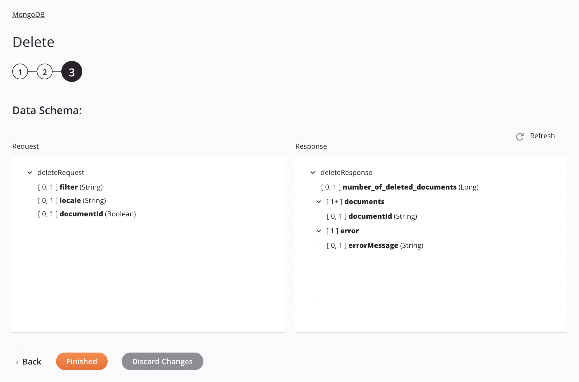 MongoDB Delete activity configuration step 3