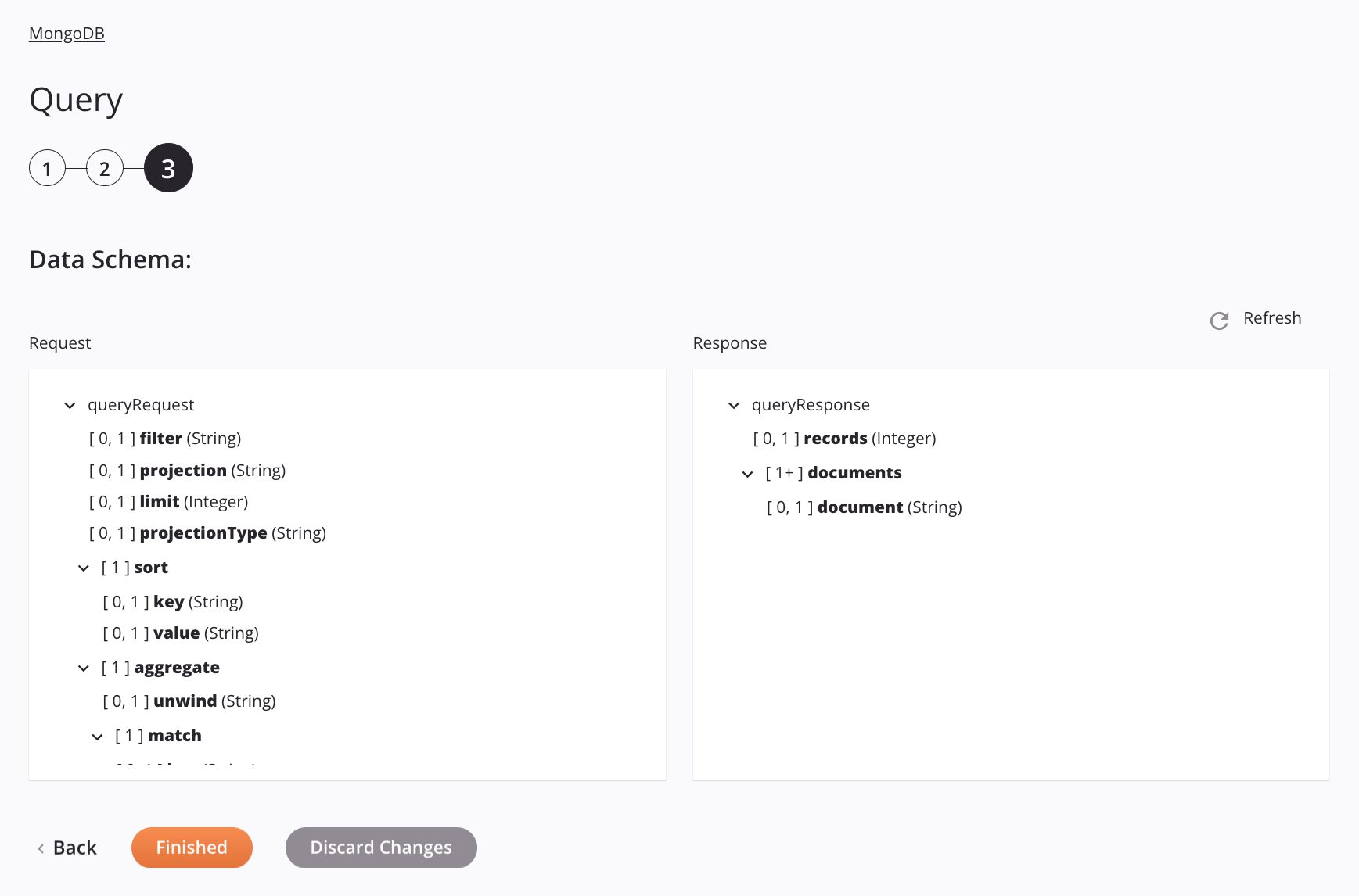 MongoDB Query activity configuration step 3