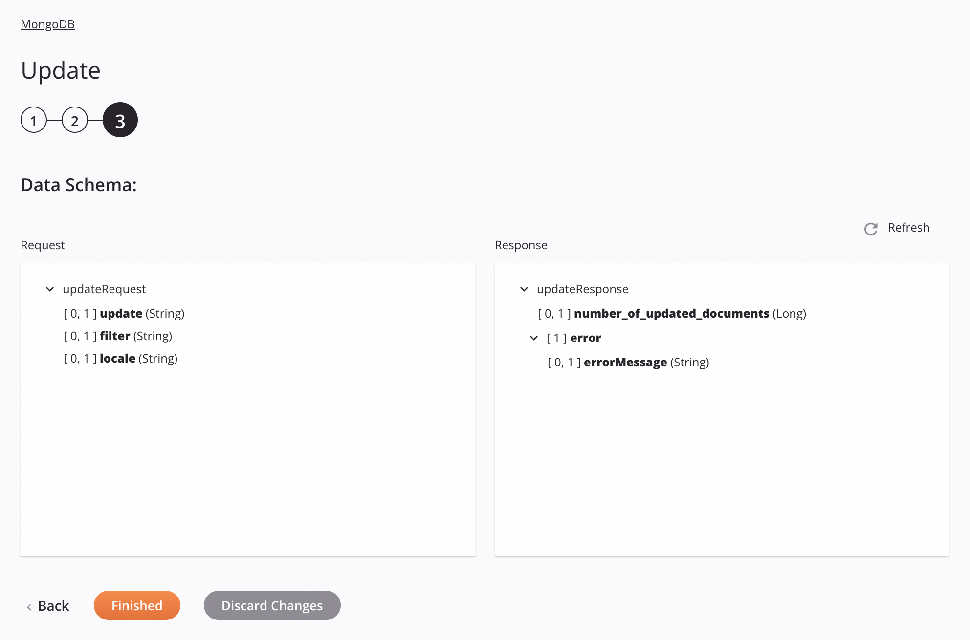 MongoDB Update activity configuration step 3