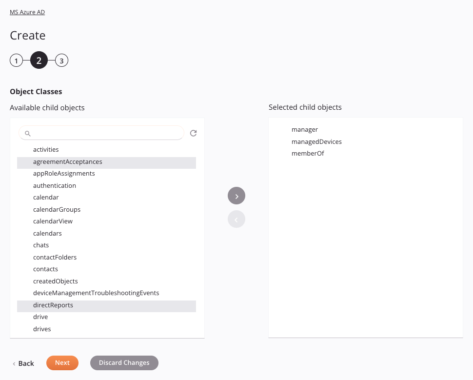 Paso 2 de la configuración de la actividad de creación de MS Azure AD