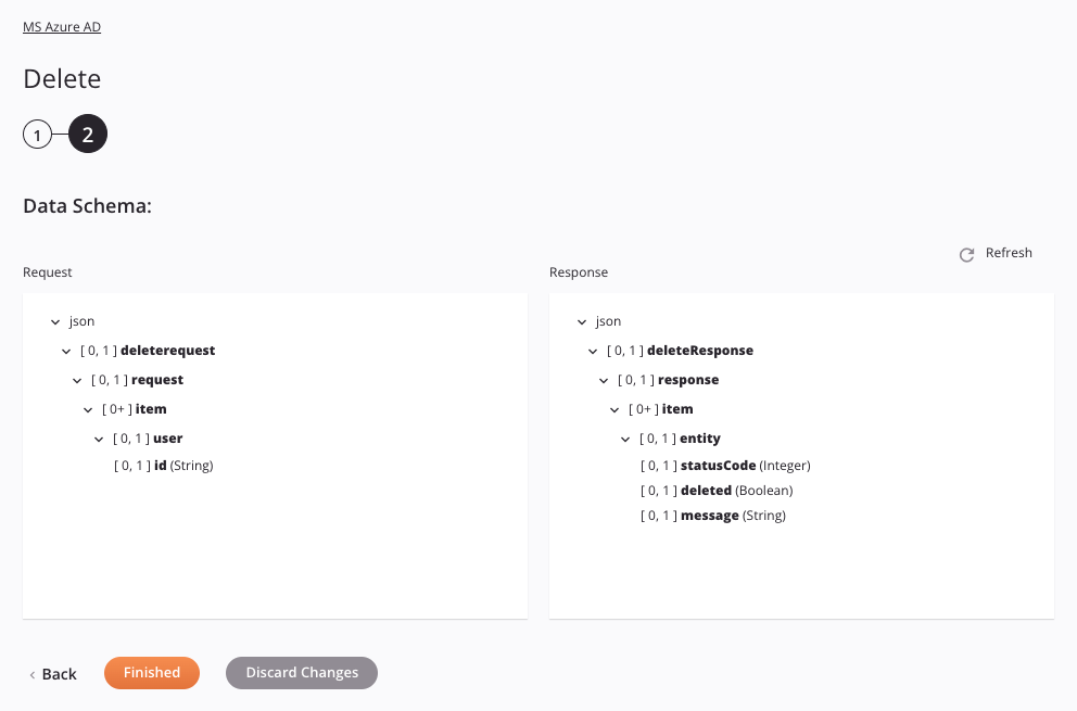 Paso 2 de configuración de la actividad de eliminación de MS Azure AD