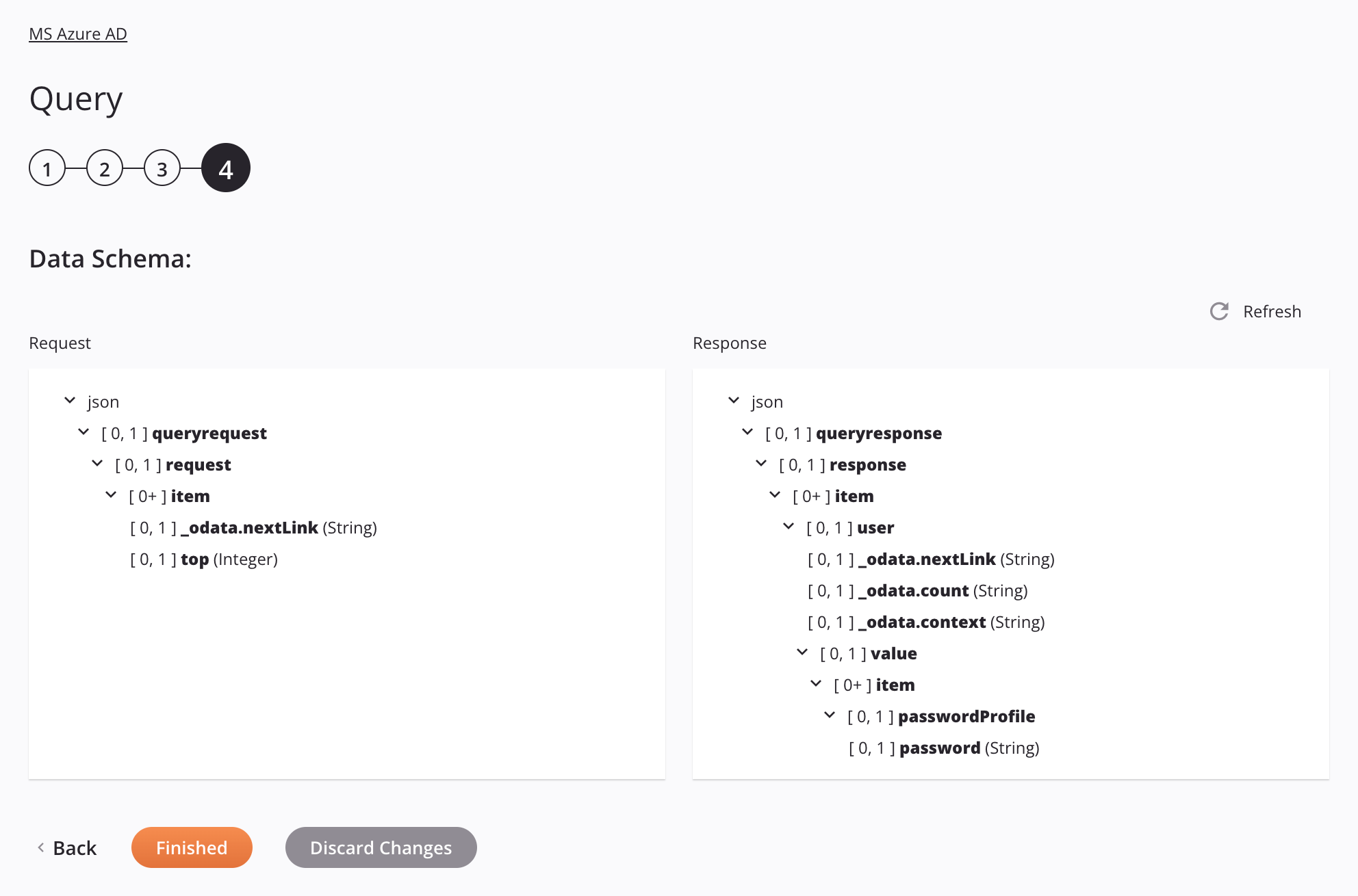 Paso 4 de configuración de la actividad de consulta de MS Azure AD