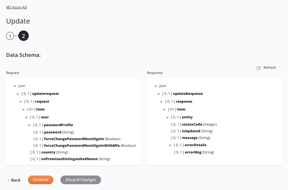 Paso 2 de configuración de la actividad de actualización de MS Azure AD