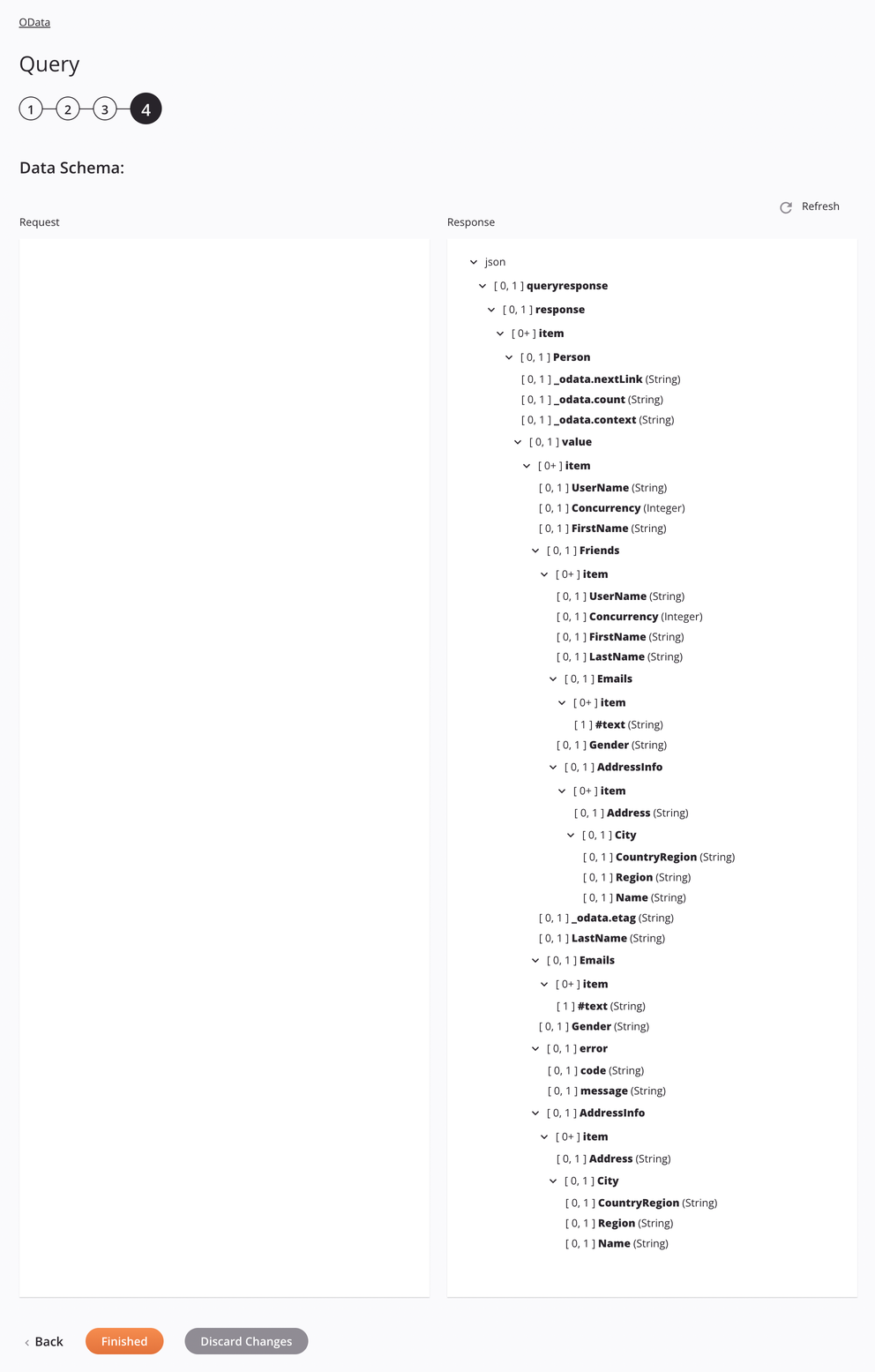 Paso 4 de configuración de la actividad de consulta OData