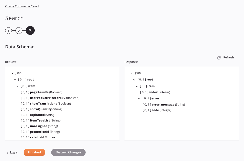 Paso 3 de configuración de la actividad de búsqueda de Oracle Commerce Cloud