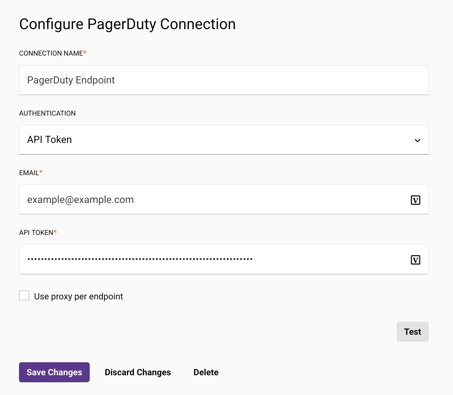 PagerDuty connection configuration