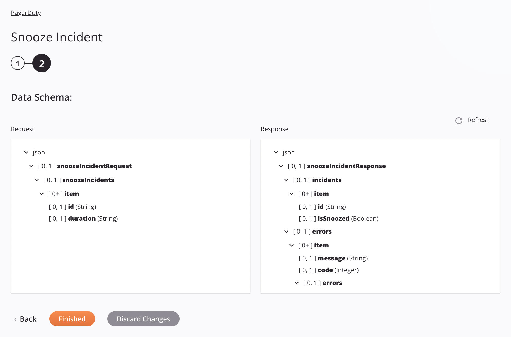 Etapa 2 da configuração da atividade do incidente do PagerDuty Snooze