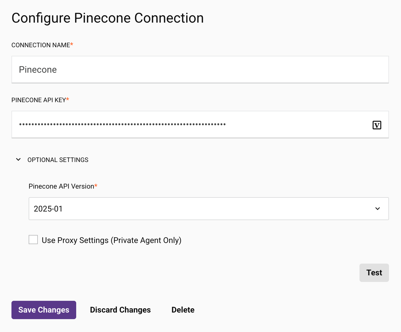 Pinecone configuration