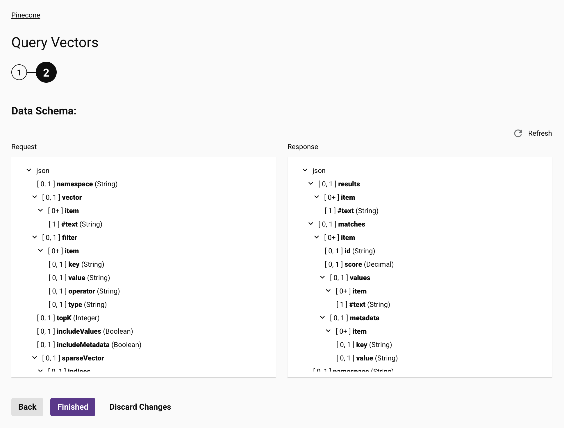 Pinecone Query Vectors activity configuration step 2