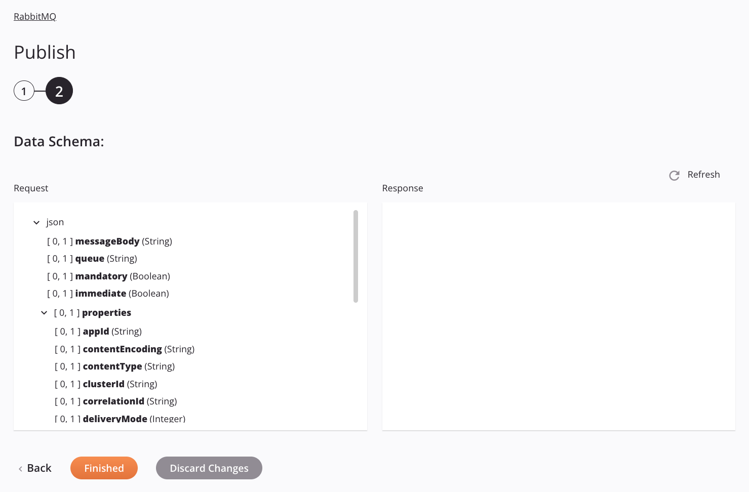 RabbitMQ Publish activity configuration step 2