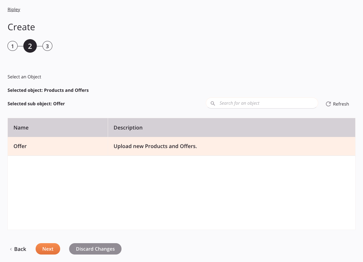 Ripley Create activity configuration step 2