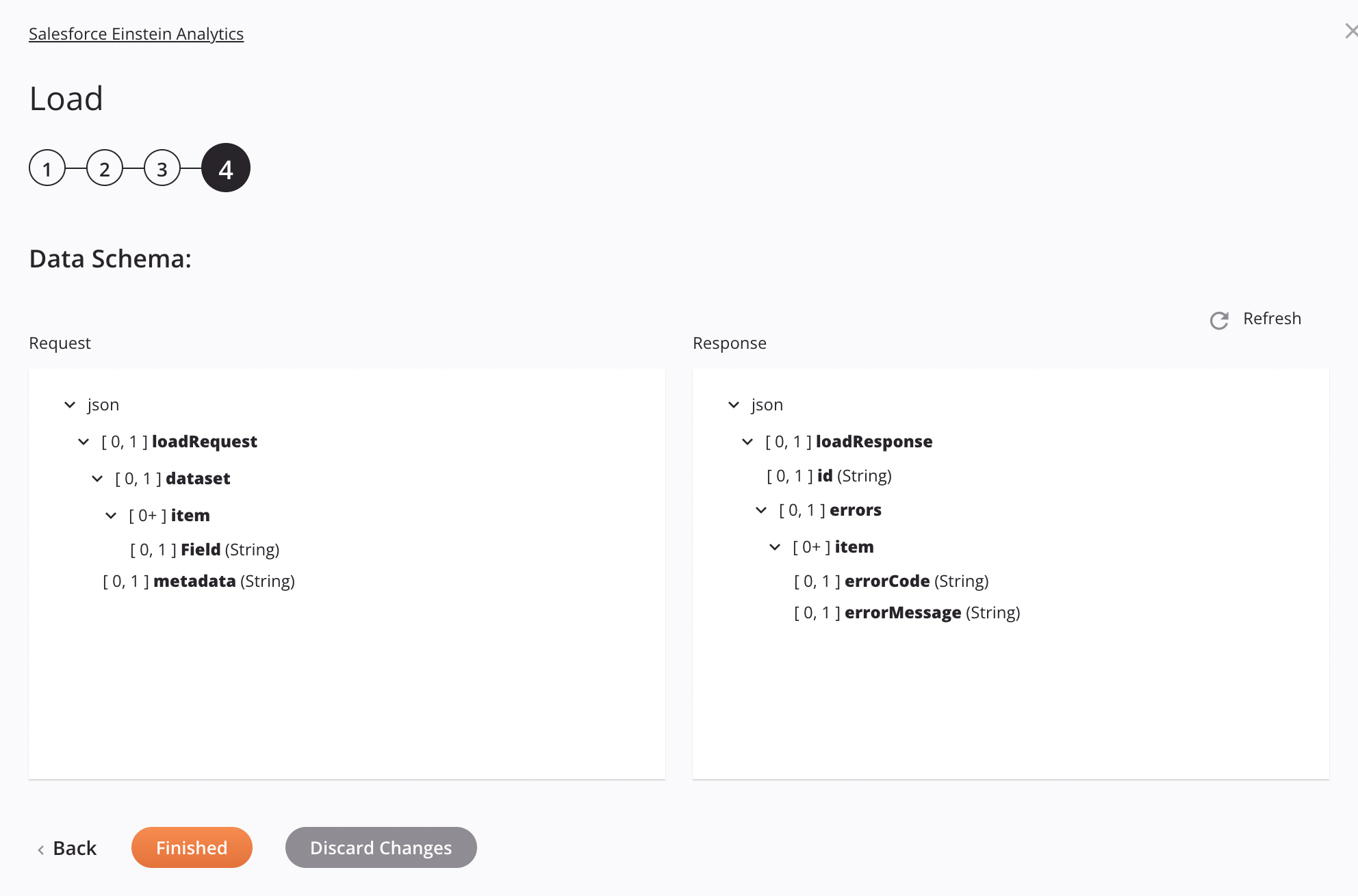 Salesforce Einstein Analytics Load activity configuration step 4 direct mapping approach