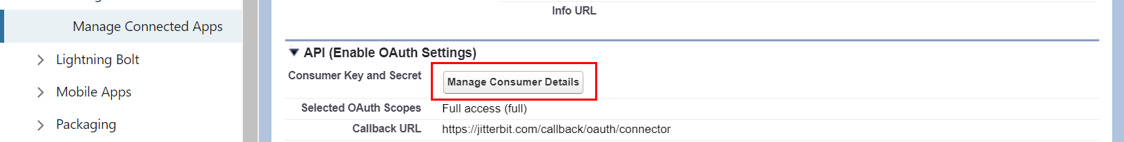 Salesforce new connected app manage consumer details annotated