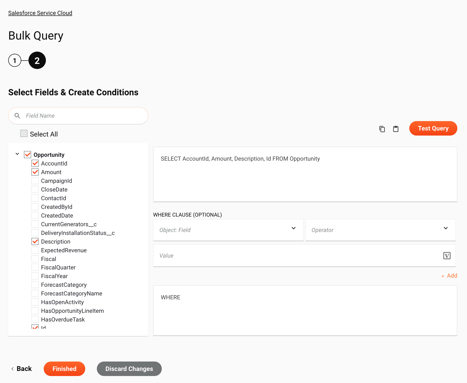 Salesforce Service Cloud Bulk Query activity 2