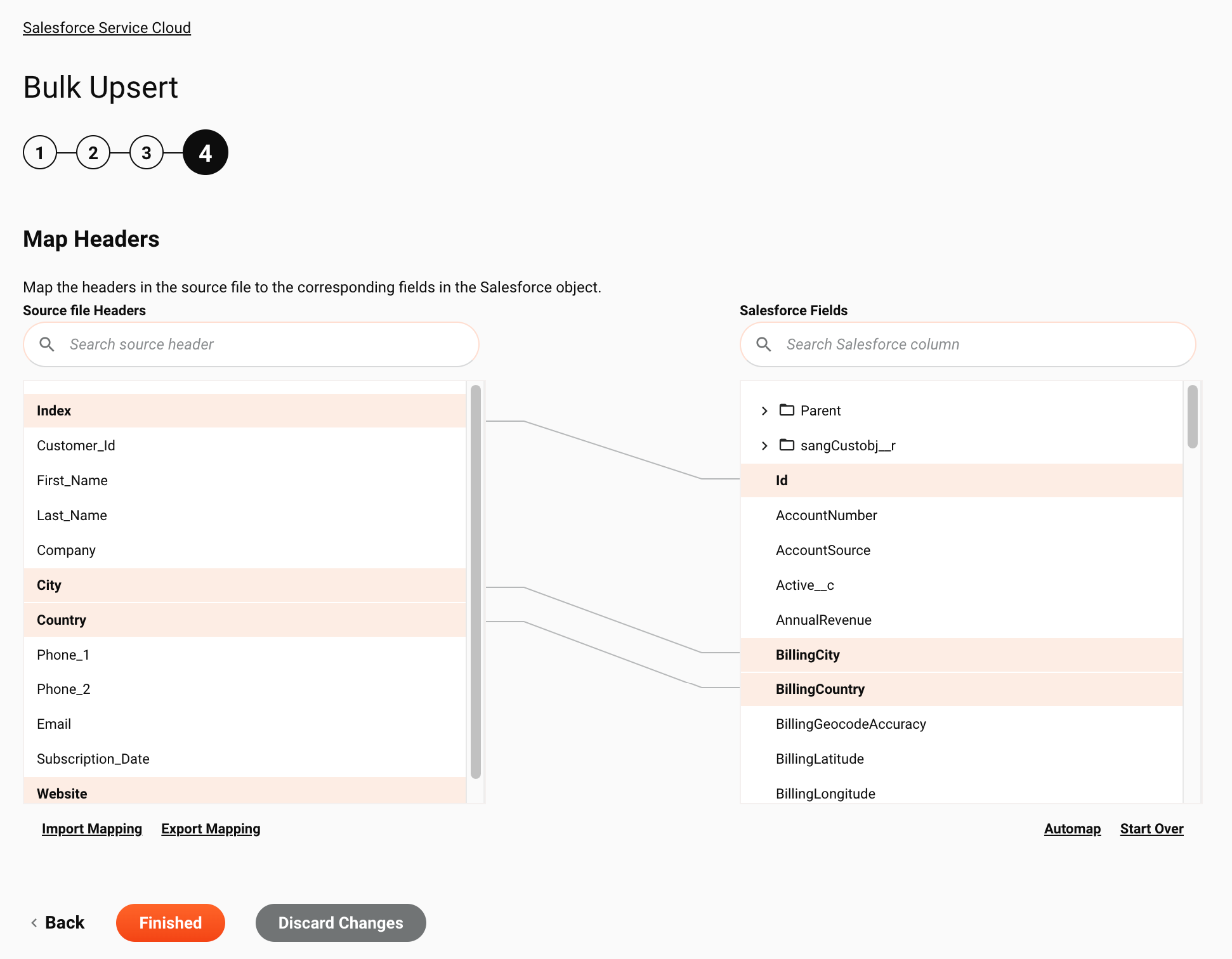 Salesforce Service Cloud Bulk Upsert activity 4