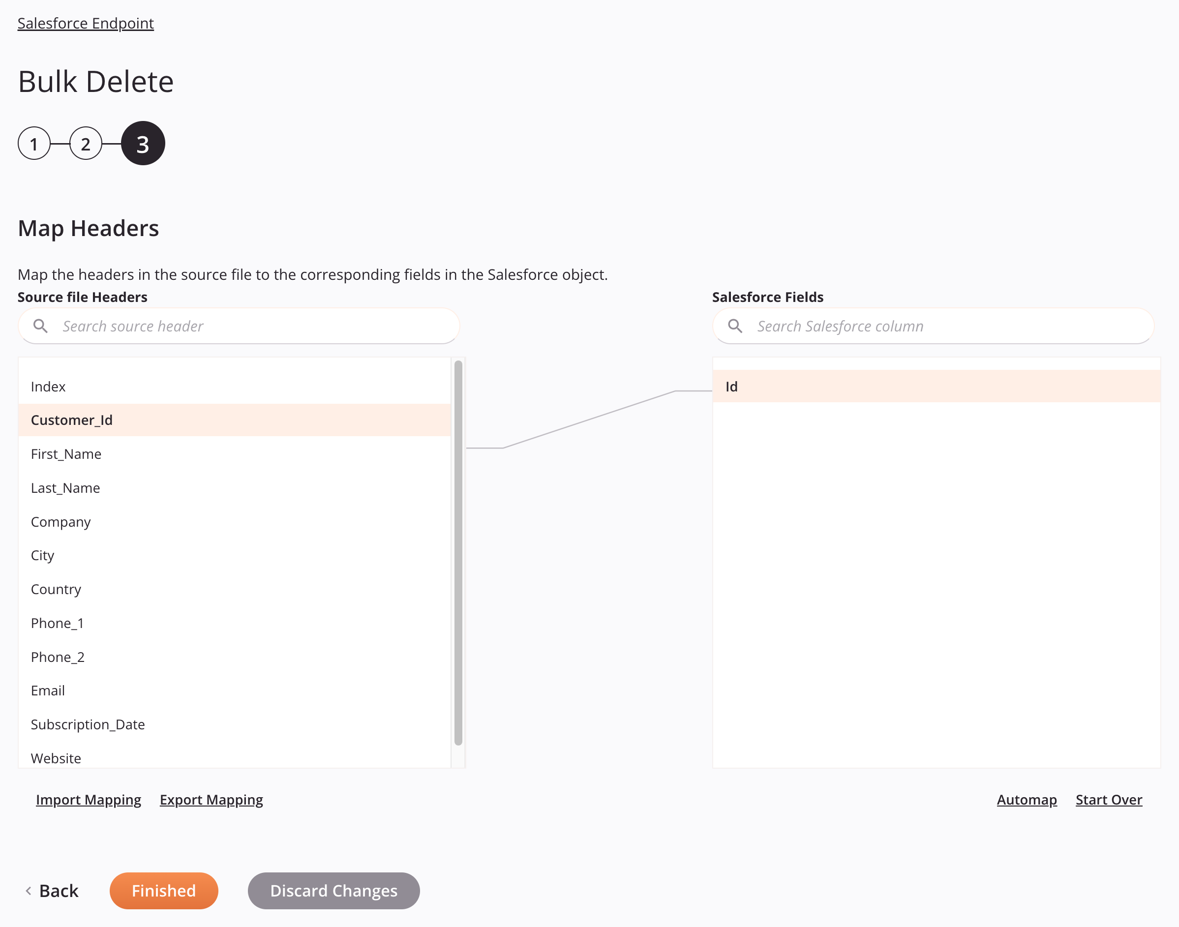 Actividad de eliminación masiva de Salesforce 3