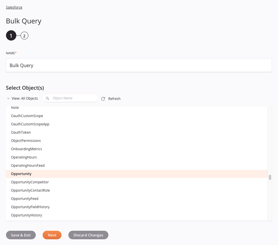 Salesforce Bulk Query activity 1