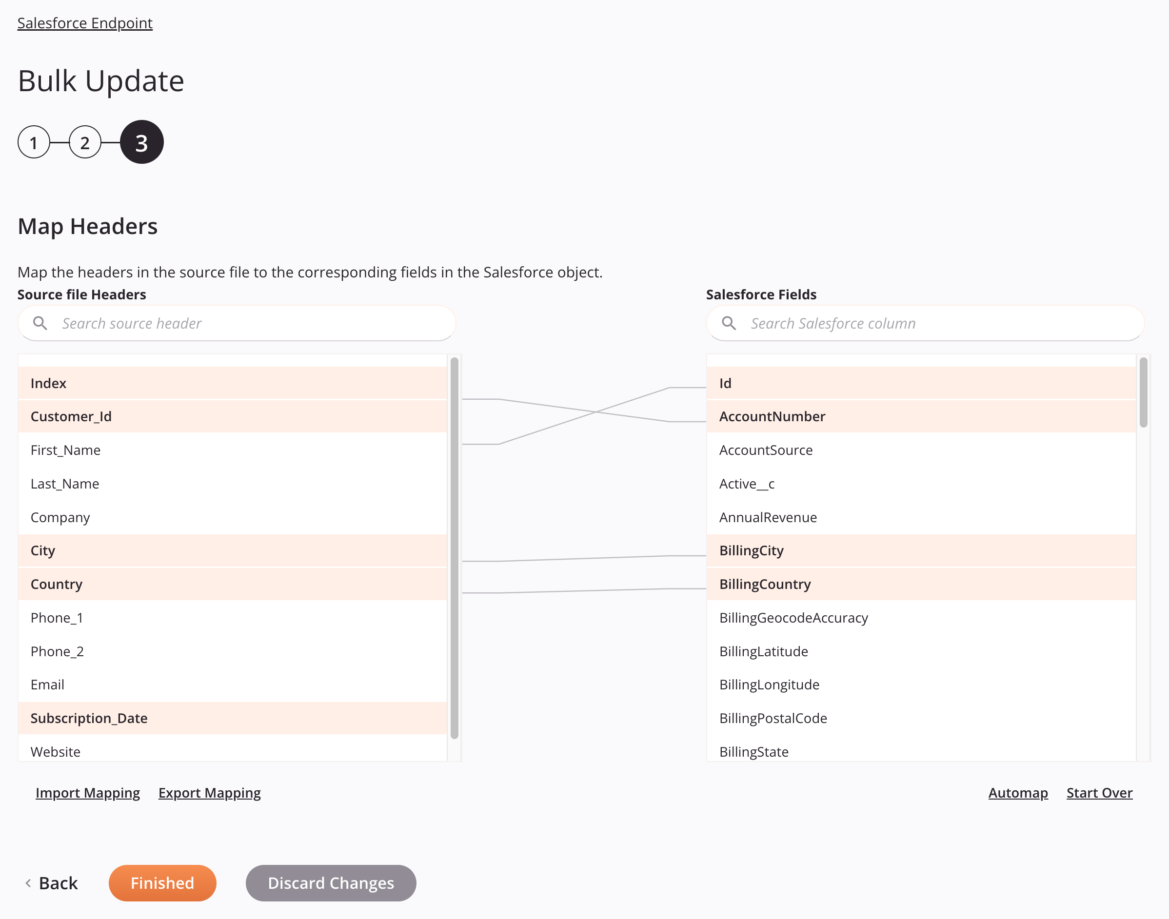 Actividad de inserción masiva de Salesforce 3