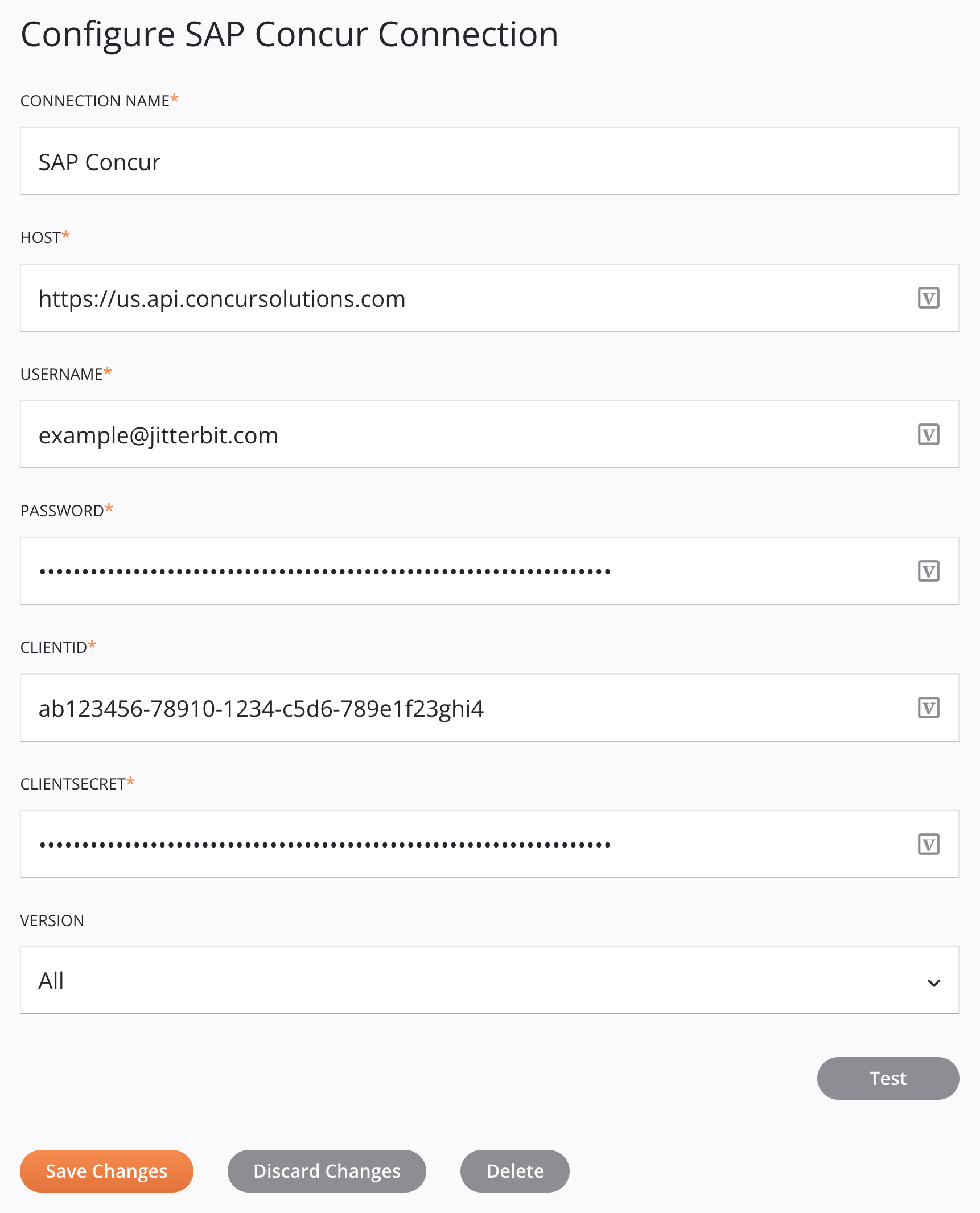 Configuración de la conexión de SAP Concur