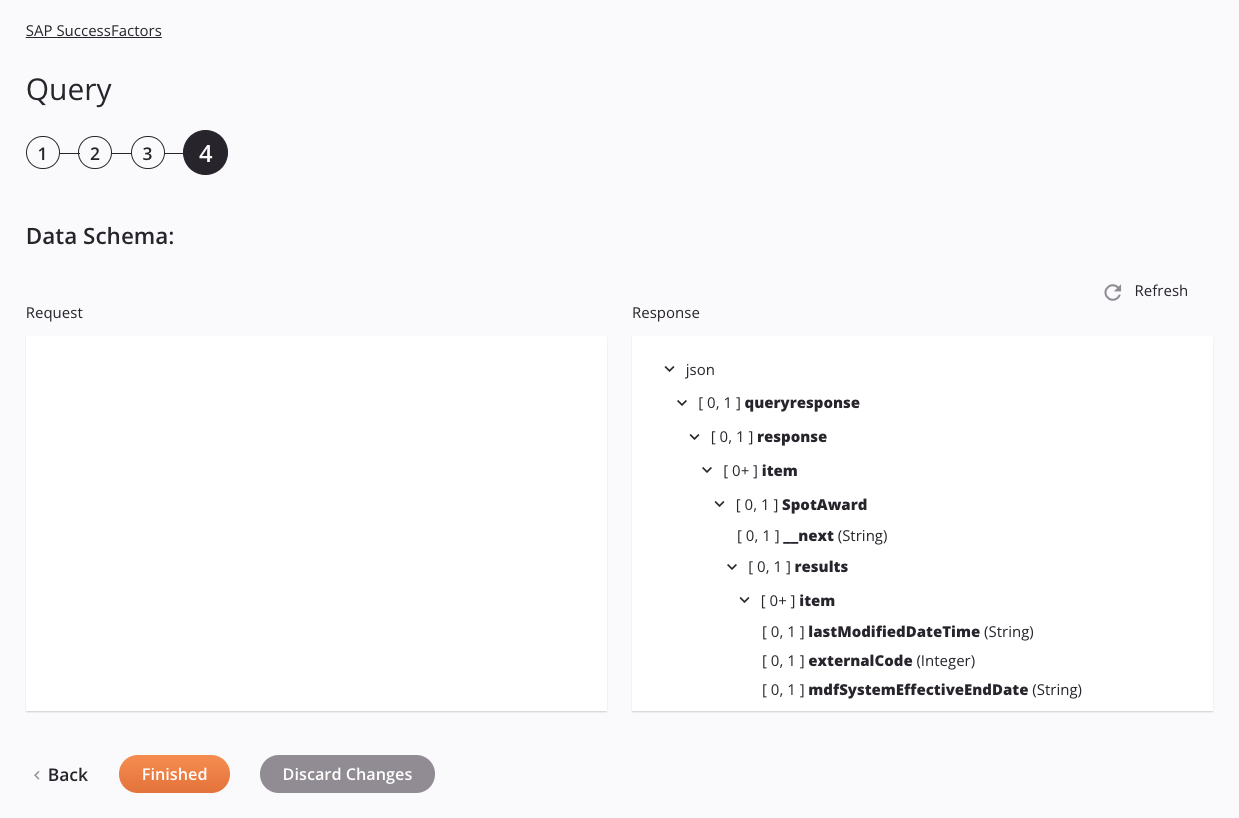 Paso 4 de configuración de la actividad de consulta de SAP SuccessFactors