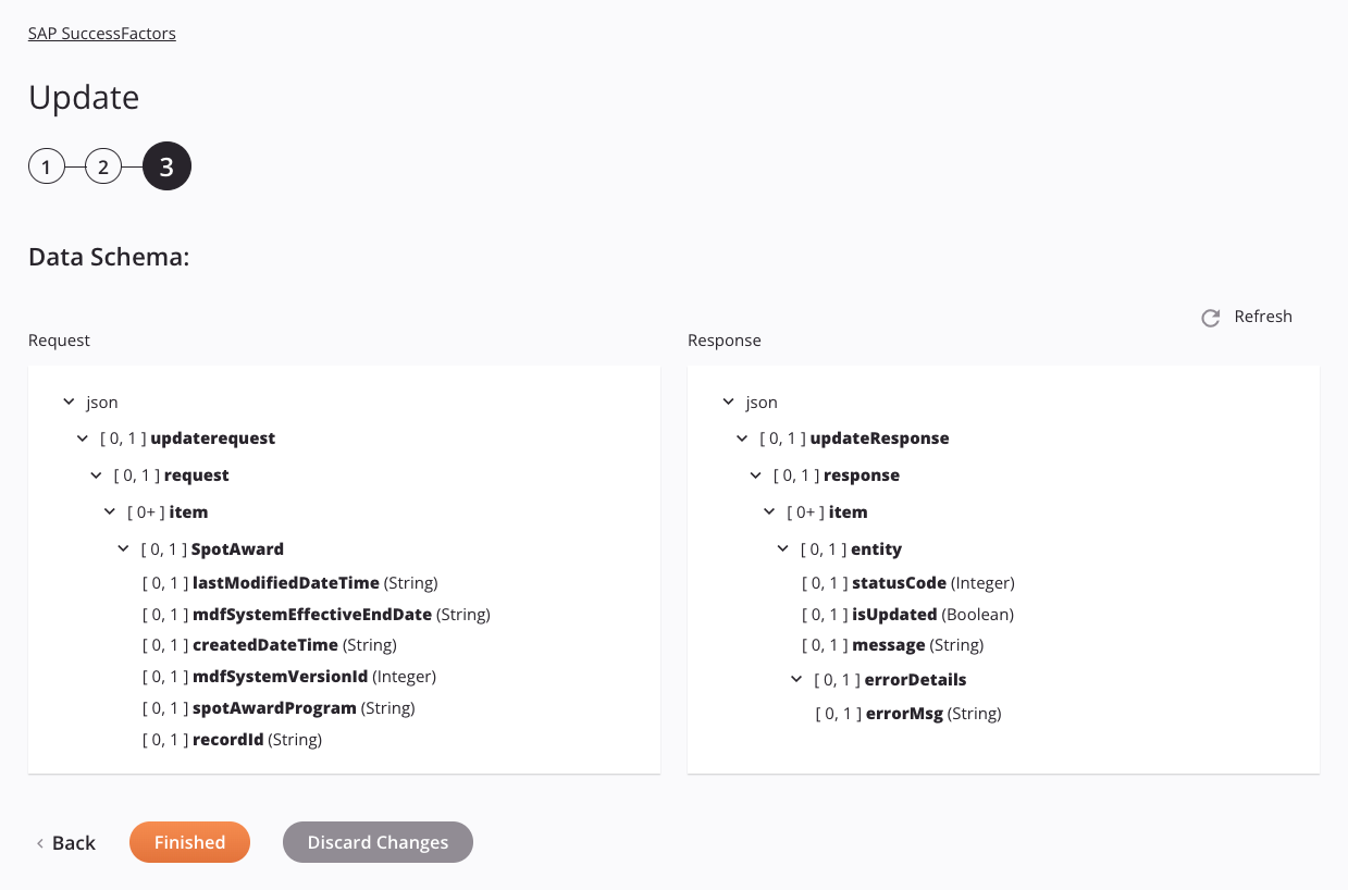 Paso 3 de configuración de la actividad de actualización de SAP SuccessFactors