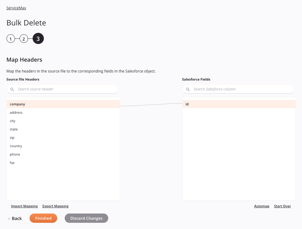 ServiceMax Bulk Delete activity 3