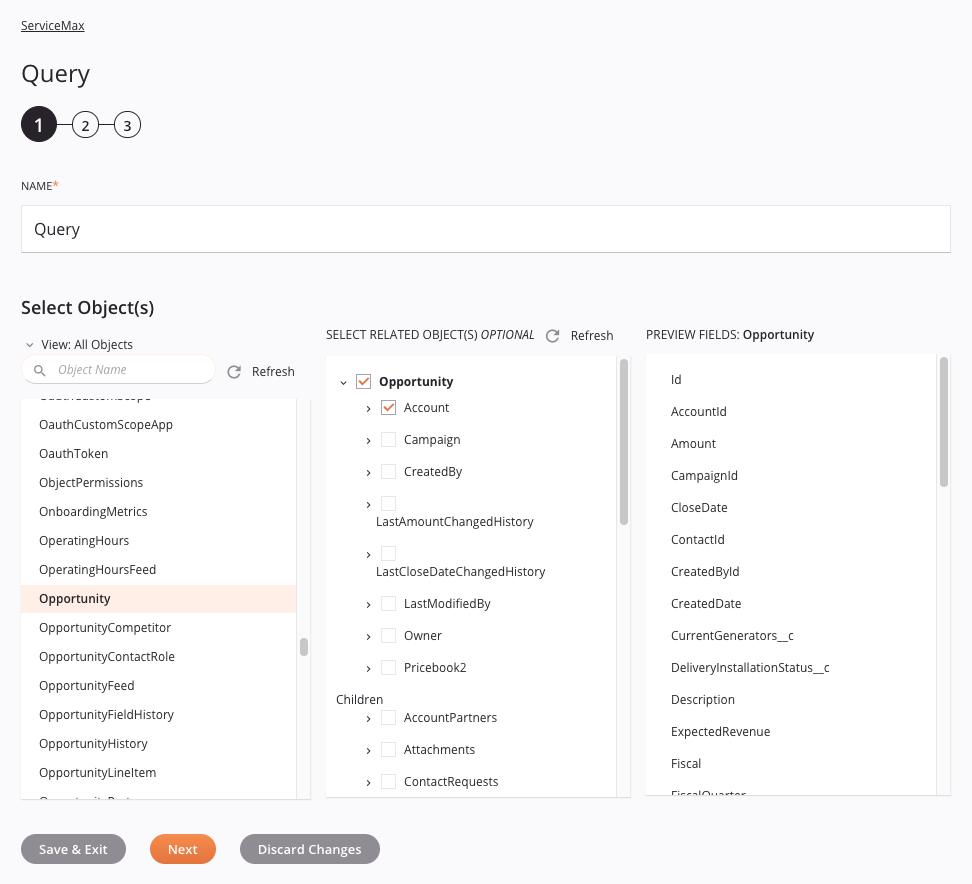 ServiceMax Query activity 1