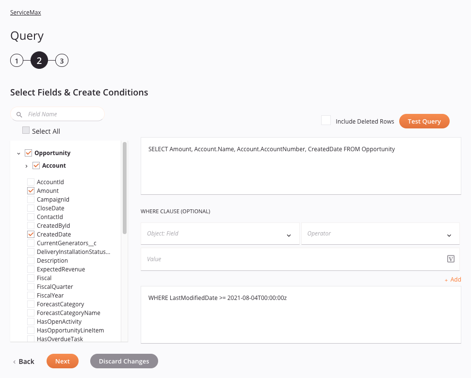 ServiceMax Query activity 2