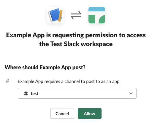 Slack application creation