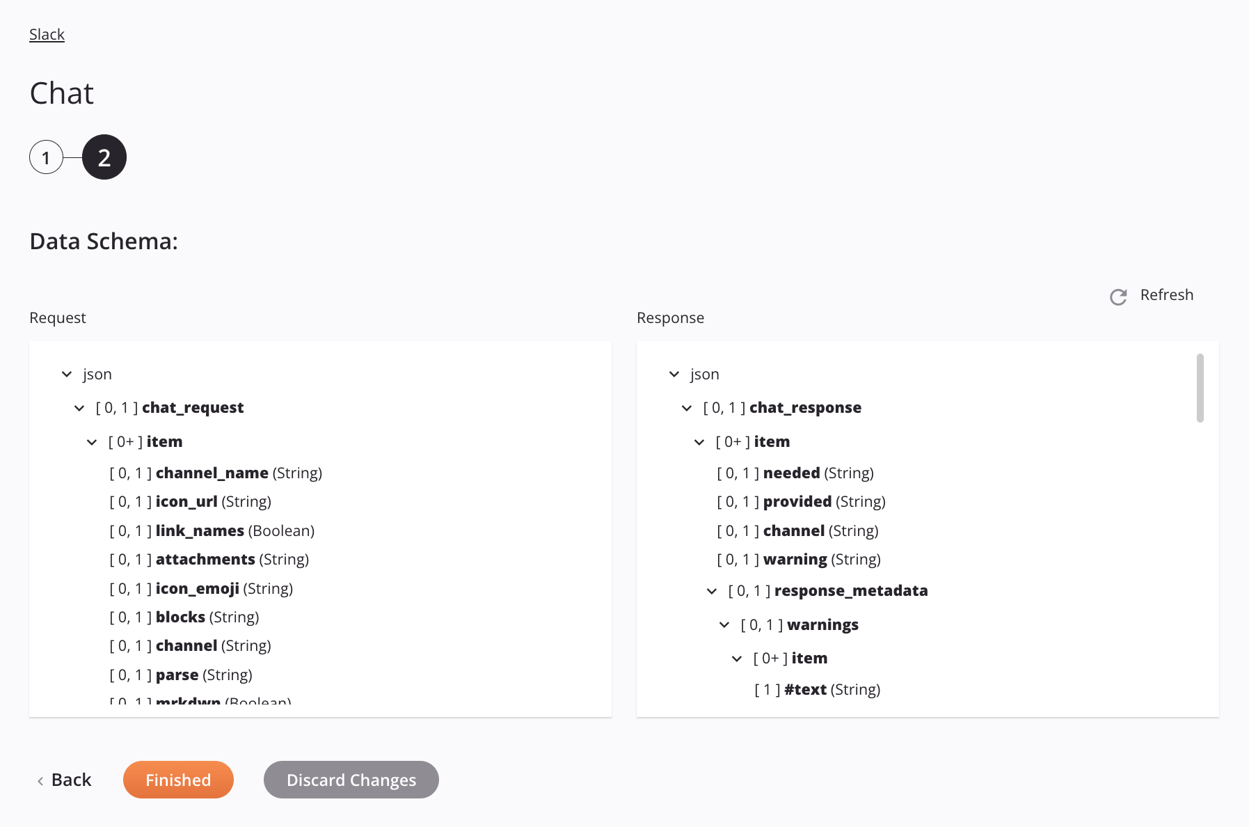 Slack Chat activity configuration step 2