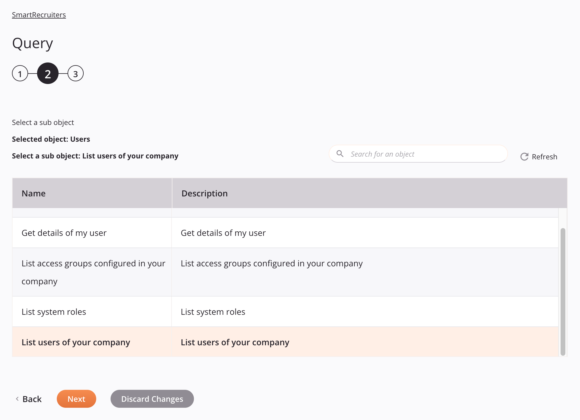 Smartrecruiters query activity configuration step 2