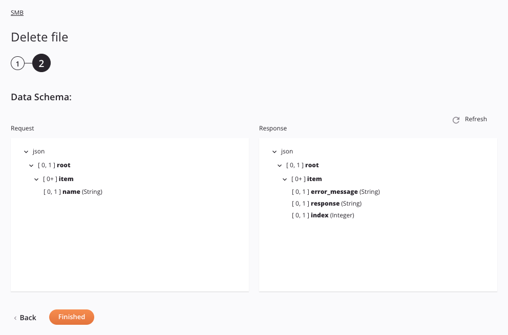 Paso 2 de configuración de actividad de eliminación de archivos de SMB