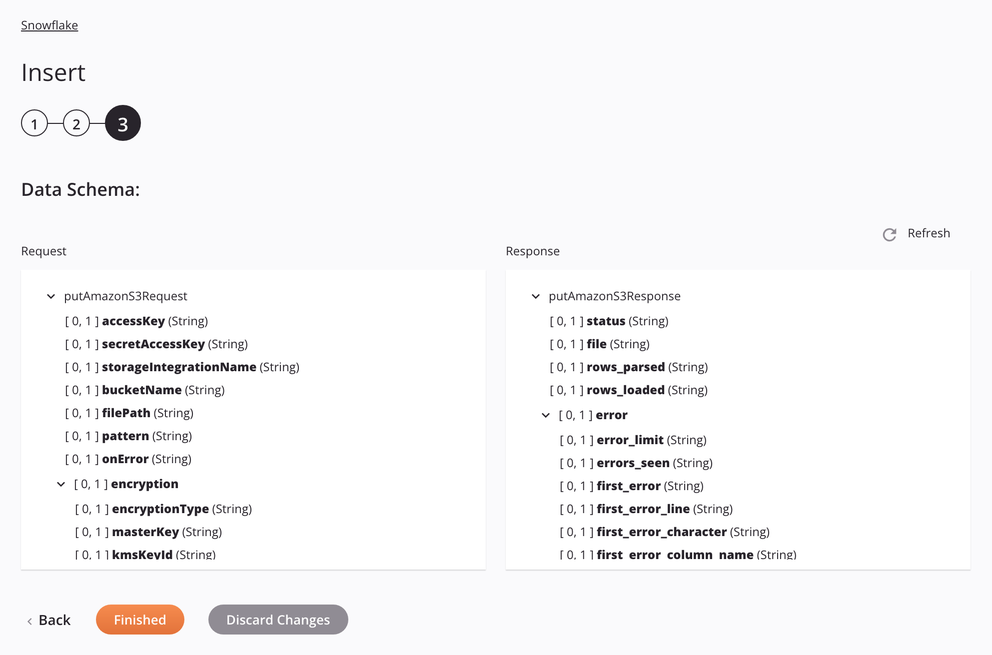 Snowflake Insert activity configuration step 3 Amazon S3 stage file approach