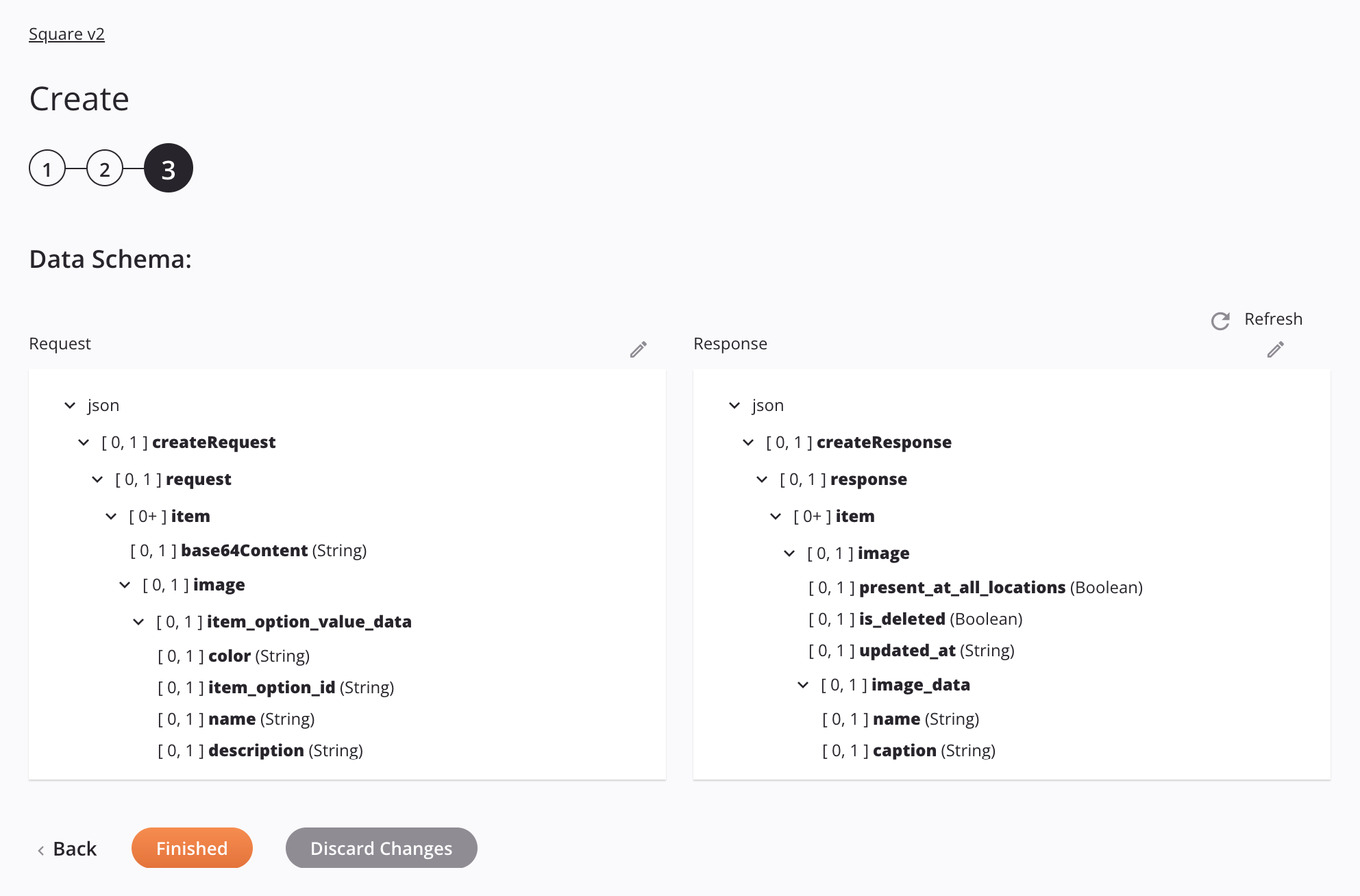 Square v2 Create activity configuration step 3